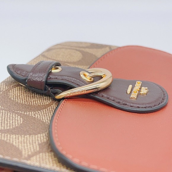 Coach C7374 Kleo Wallet In Signature Canvas Gold Khaki Multi NWT Org $250 - Picture 6 of 10
